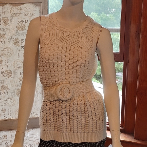 Cotton Crochet sleeveless White Summer Sweater Top GAP M - Picture 6 of 13